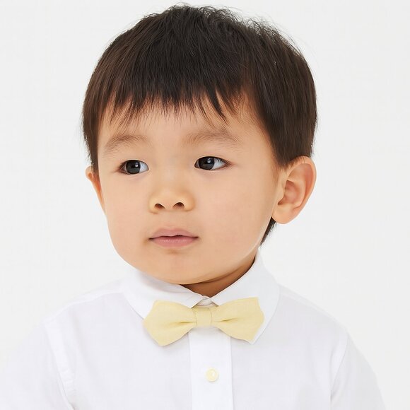 NWT Janie and Jack Pale Yellow Linen Bow Tie Velcro Size 6 and Up - Picture 1 of 3